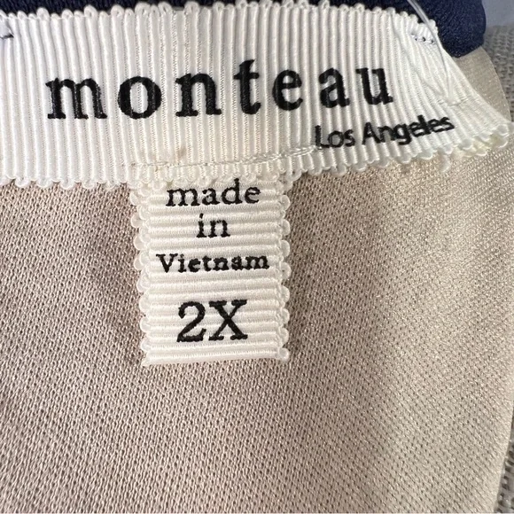 Monteau Blue Overlay Tan Lining Sleeveless Fit & Flare Dress Plus Size XXL - Picture 10 of 11